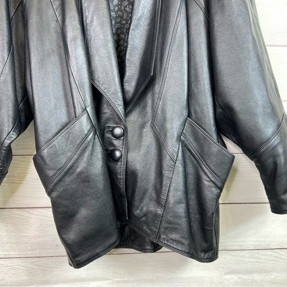 Vintage Vera Pelle Black Leather 90’s Jacket Size M Made In Italy - Picture 3 of 11